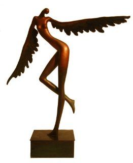 Bronze Feminine Abstract Art Angel Wings Hand Crafted Statue   Bronzeco Statues