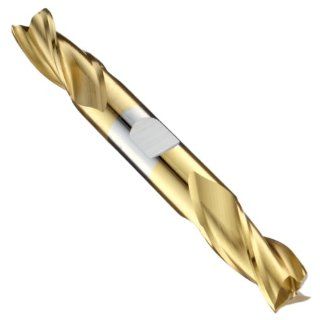 Niagara Cutter 31280 High Speed Steel (HSS) Square Nose End Mill, Double End, Inch, Weldon Shank, TiN Finish, Roughing and Finishing Cut, 30 Degree Helix, 3 Flutes, 6.125" Overall Length, 0.875" Cutting Diameter, 0.875" Shank Diameter Indus