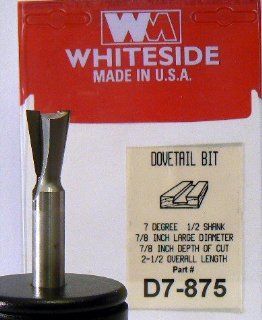 Whiteside Router Bits D7 875 Dovetail Bit with 7/8 Inch Large Diameter 7/8 Inch Cutting Diameter and 1/2 Inch Shank   Dovetail Router Bits  