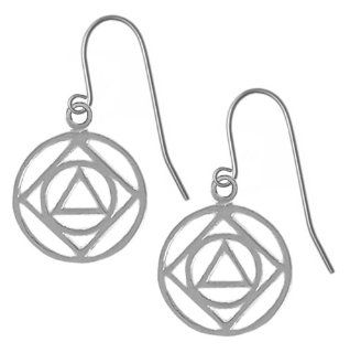 AA & NA Anonymous Dual Symbol Earrings, #852 13, Sterling Silver, Circle with Dual Symbol Jewelry