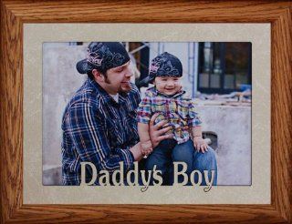 5x7 JUMBO ~ DADDY'S BOY Landscape FRUITWOOD Picture Frame ~ Laser Cream Marble Mat   Single Frames
