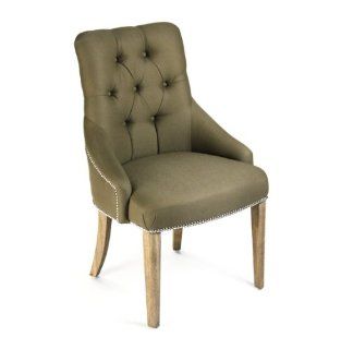 Anneau Olive Linen Tufted Nail head Vanity Dining Chair  