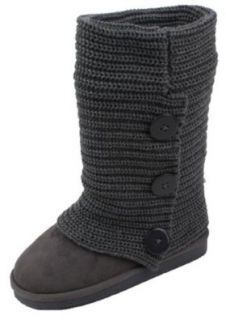 Womens Rib Knit Sweater Crochet Boots 3 Colors Available (6, Chestnut Triple 91006) Shoes