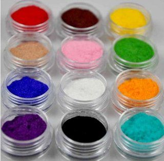 12 Colour Velvet Flocking Powder For Velvet Manicure Nail Art Polish Tips NEW Health & Personal Care