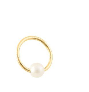 Body Gems 20 Gauge 1/4" 14kt Solid Yellow Gold Captive Bead Ring With 3mm Pearl Bead Body Gems Jewelry