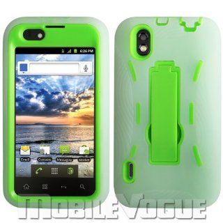 LG Marquee/Ignite/LS855 Clear/Green Combo Silicone Case + Hard Cover + Kickstand Hybrid Case BoostMobile/Sprint Cell Phones & Accessories