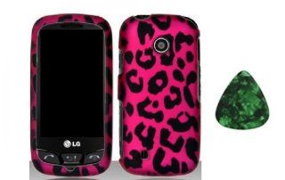 For Straight Talk LG 505c LG505c LG 505 C Pink Leopard Hard Cover Faceplate Case Black + Free Green Stone Pry Tool Cell Phones & Accessories