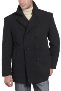 BGSD Men's Classic Cashmere Blend Pea Coat   Black XX Large at  Mens Clothing store
