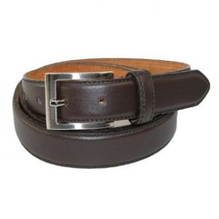 Big Mens Dress Leather Belt w/ Silver Buckle   Executive Collection (Brown 52) at  Mens Clothing store