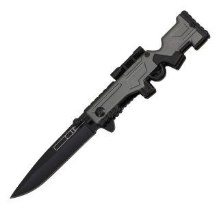 Spring assisted sniper rifle pocket knife (gray) Wartech YC S 8359 GY  Sports & Outdoors