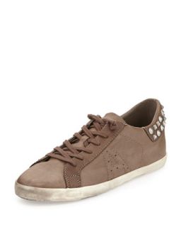 Spot studded Leather Low Top Sneaker, Stone