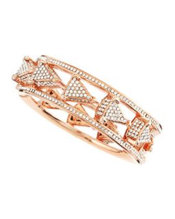 Pave Triangle Caged Bangle, Rose Gold Plate