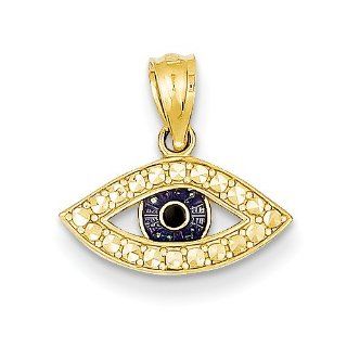14k & Rhodium Enameled Eye Pendant Jewelry