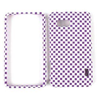 For Lg Mach Ls 860 Purple White Checkers Embossed Case Accessories Cell Phones & Accessories