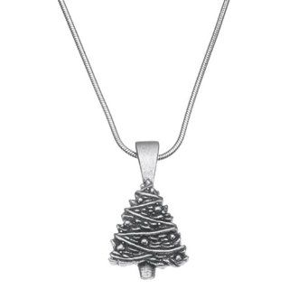 Christmas Tree Pewter Snake Chain Necklace Jewelry