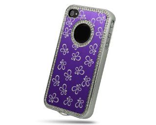 Butterfly Luxury Rhinestone Bling Aluminium Hard back Case F Apple iPhone 4S 4G Purple Cell Phones & Accessories