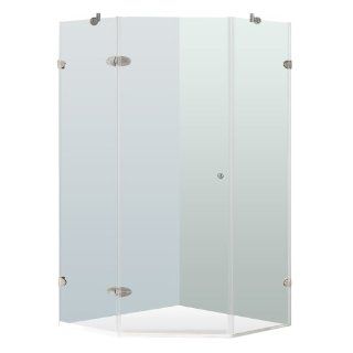 VIGO VG6061BNCL40 40 x 40 Frameless Neo Angle 3/8" Clear/Brushed Nickel Shower Enclosure   One Piece Tub And Shower Enclosures  