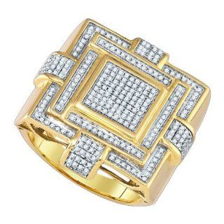 Mens Diamond Ring 0.72CTW DIAMOND MICRO PAVE MENS RING Wedding Band 10K Yellow gold Men S Rings Jewelry