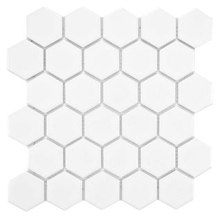 Somertile Victorian Hex Glossy White Porcelain Mosaic Tiles (case Of 10)