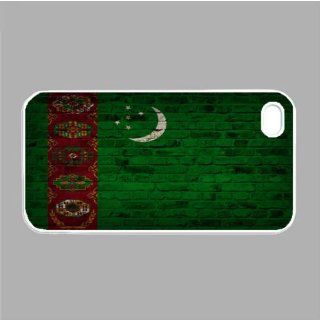 Turkmenistan Flag Brick Wall iPhone 5 White Case   Fits iPhone 5 Cell Phones & Accessories
