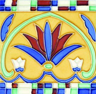 Solistone Hand Painted Deco Corona 6 x 6 Inch Ceramic Tile   Ceramic Floor Tiles  