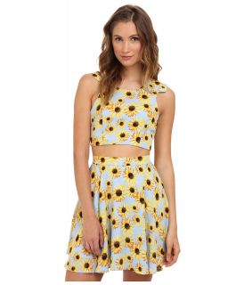 Gabriella Rocha Crop Top with Cap Sleeves Womens Blouse (Yellow)