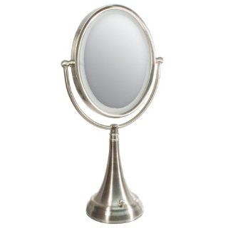 Zadro LED Lighted 10X / 1X Oval Satin Nickel Vanity Mirror Beauty