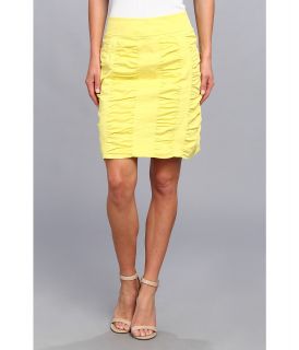 Christin Michaels Side Zip Rouched Skirt Solid Womens Skirt (Yellow)