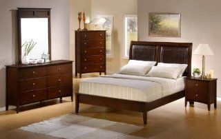 Tamara II Platform 4PC Queen Size Bedroom Group in Natural Walnut Finish   Bedroom Furniture Sets