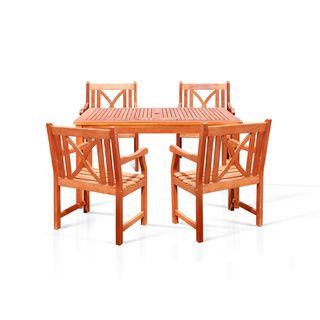 Vifah Bonsi Dining Set With Rectangulate Table And 4 Armchairs Tan Size 5 Piece Sets