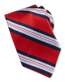 Subway Striped Silk Tie, Red