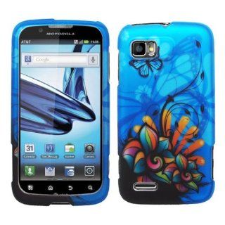 Blue Butterfly Pink Green Orange Daisy Flower Design Rubberized Snap on Hard Shell Cover Protector Faceplate Skin Case for AT&T Motorola Atrix 2 MB865 + LCD Screen Guard Film + Mini Phone Stand + Case Opener Cell Phones & Accessories