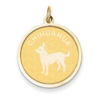 14k Chihuahua Disc Charm Jewelry