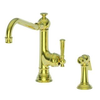 Newport Brass 2470 5313/03N Jacobean Single Handle Kitchen Faucet with Side Spray, Polished Brass   Touch On Kitchen Sink Faucets  