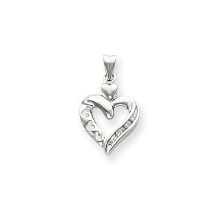 .04 Carat Diamond Heart Pendant in 14 Karat White Gold Jewelry