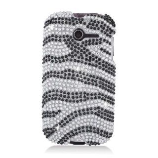 For Huawei Ascend Y M866 H866C FULL DIAMOND Case Black and Silver Zebra 