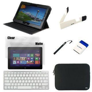 BIRUGEAR 10 Item Essential Accessories Bundle kit for Asus VivoTab RT TF600T 10.1 inch Windows Tablet (include Rotating Stand Faux Leather Case with Smart Cover Function, 4 Pack Screen Protectors Set, Zipper Case, Stand, Stylus, Keyboard) Computers & 