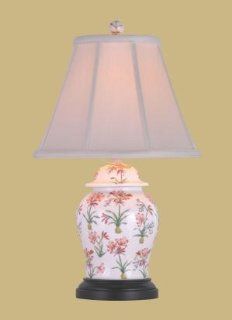 Classic Traditional Formal Quality Lighting   20" Porcelain Floral Jar Oriental Style Fine Table Lamp    