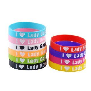 Primeshop I Love Lady Gaga Silicone Wristbands Bracelets, Heart, 10Pcs/Set Beauty