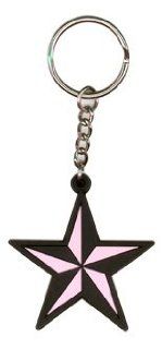 NSI   Pink and Black Nautical Star   Rubber Keychain Automotive