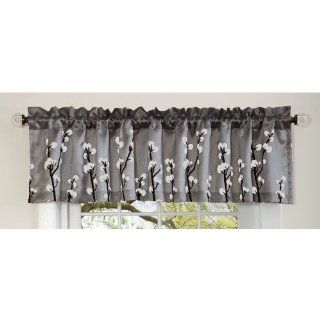 Lush Decor 18 Inch by 84 Inch Cocoa Flower Valance, Black/Silver   Window Treatment Valances