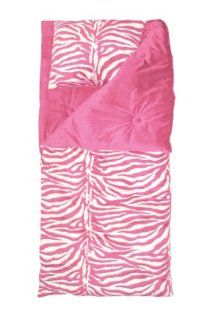 Thro Ltd. Zebra Animal Collection Microluxe 60 by 65 Sleeping Bag with Attached Pillow, Pink/White   Bed In A Bag