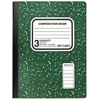 Top Flight 3 Subject Colored Marble Composition Book, 120 Sheets, Wide Rule, 9.75 x 7.5 Inches, 1 Book, Cover Color May Vary (43200)  Composition Notebooks 