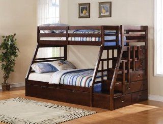 Acme 37015 Jason Twin/Full Bunk Bed with Storage Ladder and Trundle, Espresso Finish Home & Kitchen