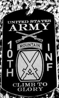 US Army 10th Mountain Division   Climb to Glory Dog Tag Necklace (Silver Color) Dog Tag Impressions Jewelry
