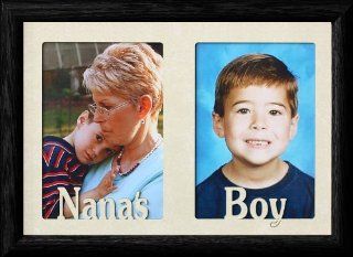 7x10 NANA'S BOY ~ Two Opening BLACK Frame w/cream mat ~ Holds two Portrait 4x6 or cropped 5x7 Photos ~ Great Christmas, Birthday or Grandparents Day Gift for NANA   Double Frames