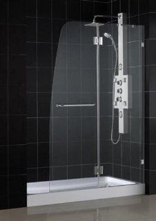 Aqua Lux Hinged Door Shower Enclosure and Base Finish Chrome, Size 36" x 60", Configuration Right  