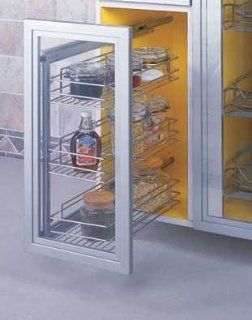 Kitchen and Pantry Organizer Baskets   6" wide (Chrome) (18.9"l x 5.9"w x 22.5"h)   Cabinet Pull Out Organizers