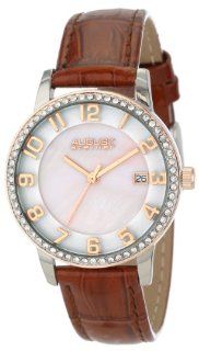 August Steiner Women's AS8056BR Swiss Quartz Mother Of Pearl Crystal Leather Strap Watch at  Women's Watch store.