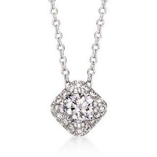 .50ct t.w. Diamond Halo Pendant Necklace in 14kt White Gold. 18" Jewelry